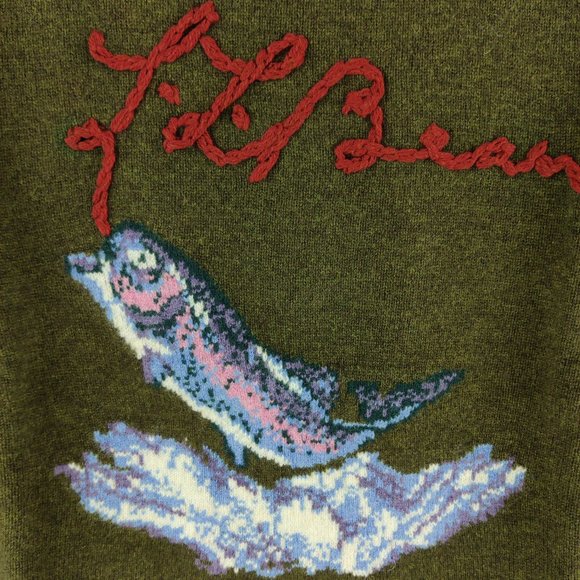 NWT LL Bean x Todd Snyder Trout Fish Wool Sweater Mens Medium - Picture 4 of 8